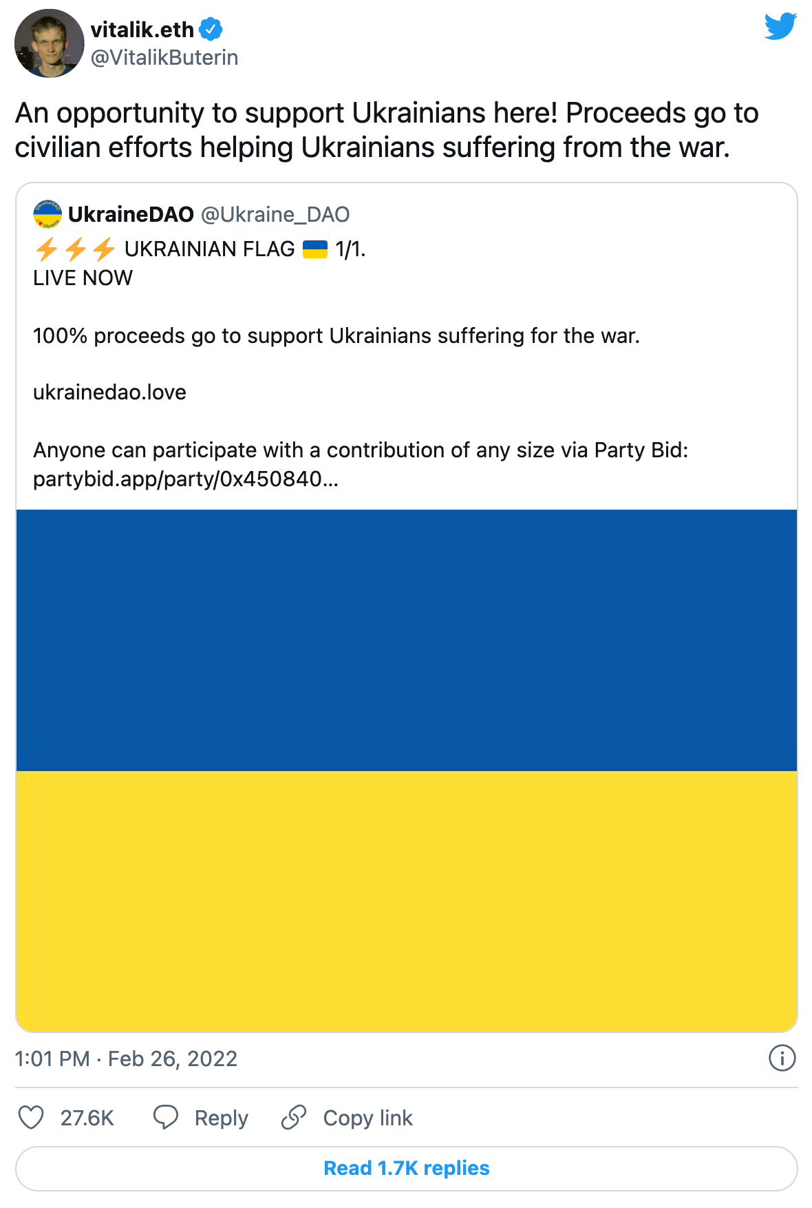 Vitalik promotes Ukraine support DAO