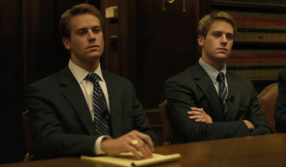 Actor's portrayal of Gemini's founders losing their stake in Facebook