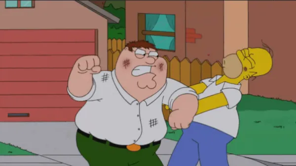 Peter Griffin punches Homer Simpson